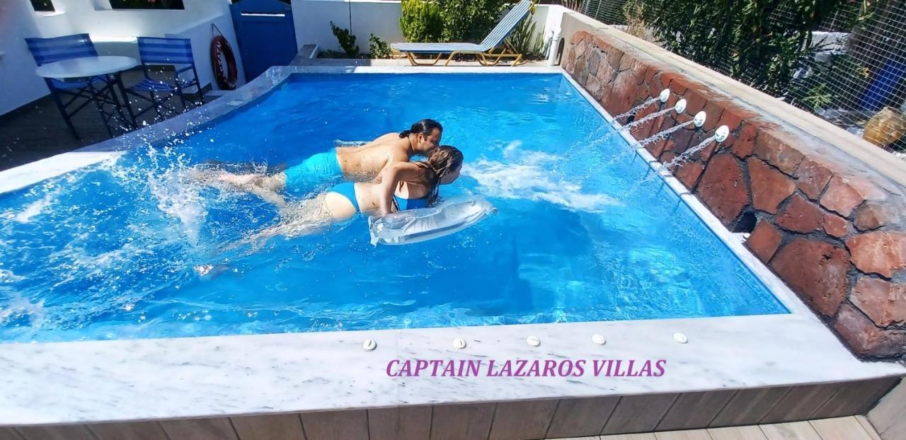 Located By The Sea One Beachfront Private Captain Lazaros Pool Villa With Loft In 750Sqm Spacious Private Plot-Jacuzzi-Sunrelax-Furnished Terace-Gazebo-Private Parking,Sleep 3 Adults And 2 Children, Just Steps From The Black Beach-Seaview Perissa  Exterior foto